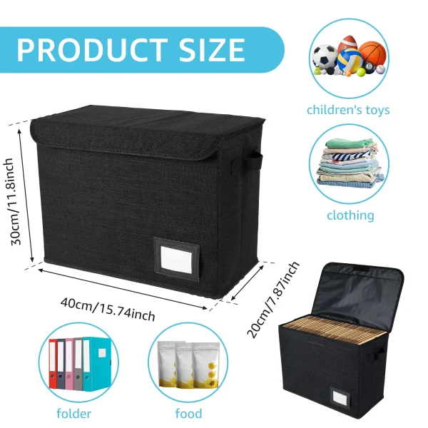 New Foldable Clothing Storage Box Washable Comic Book Storage Bin with Handle Enclosed Lid Multipurpose Organizer for HomeOffice 4