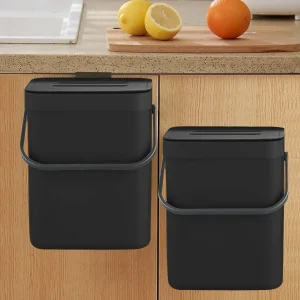 Small Plastic Trash Can, Hanging Small Trash Can with Lid Under Sink for Kitchen,Food Waste Bin ,Mountable Garbage Can Bathroom 1