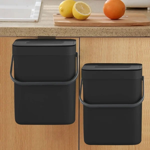 Small Plastic Trash Can, Hanging Small Trash Can with Lid Under Sink for Kitchen,Food Waste Bin ,Mountable Garbage Can Bathroom 1