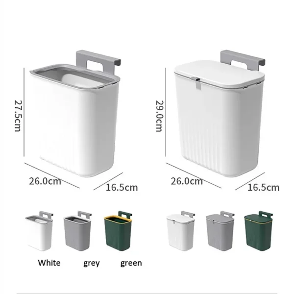 Wall Mounted Hanging Trash Bin Kitchen Trash Can Cabinet Door Bathroom Trash Can With Lid Garbage Bin Counter Bins Dustbin 6