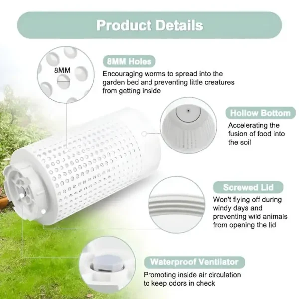 Compost Bin Outdoor Inground Worm Farm Compost Bin Kit White Plastic Earthworm Compost Bin with Holes for Garden and Lawn Care 5