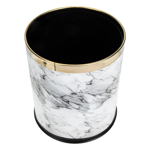 Marble Trash Can Wastebasket European Style Marbling Bin Garbage Plastic Storage 5