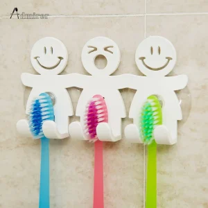 1Pc Toothbrush Holder Wall Mounted Suction Cup 5 Position Cute Cartoon Smile Bathroom Sets Bathroom Accessories 1