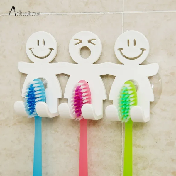 1Pc Toothbrush Holder Wall Mounted Suction Cup 5 Position Cute Cartoon Smile Bathroom Sets Bathroom Accessories 1