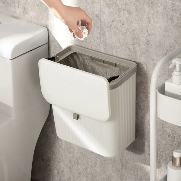 Kitchen Wall-mounted Trash Can, Household Kitchen Waste Storage Bin, Toilet Hanging Toilet Paper Storage Bucket 1