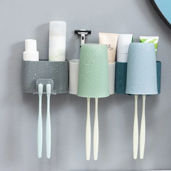Bathroom Toothbrush Toothpaste Holder Wall Mounted Shaver Hanger Hook Cup Storage Rack Comb Cleaning Cream Organizer Holder 2