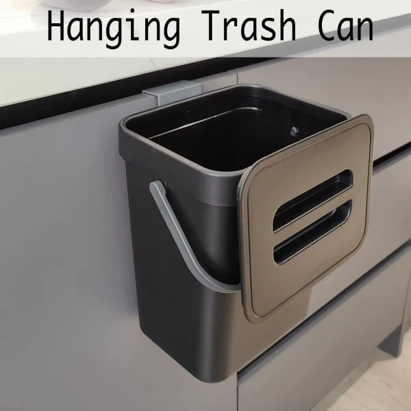 Small Plastic Trash Can, Hanging Small Trash Can with Lid Under Sink for Kitchen,Food Waste Bin ,Mountable Garbage Can Bathroom 3
