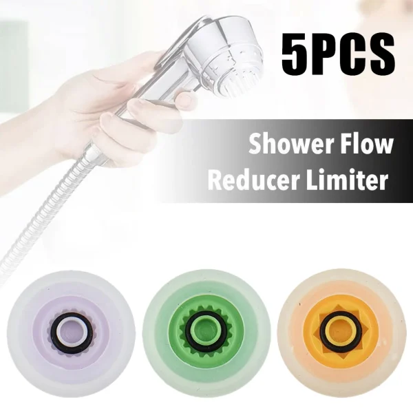 5 Pcs Shower Flow Reducer Limiter Set Water Saving 4, 6, 7 L/Min Hose Restrictor For Adapter Bathroom Accessories 1