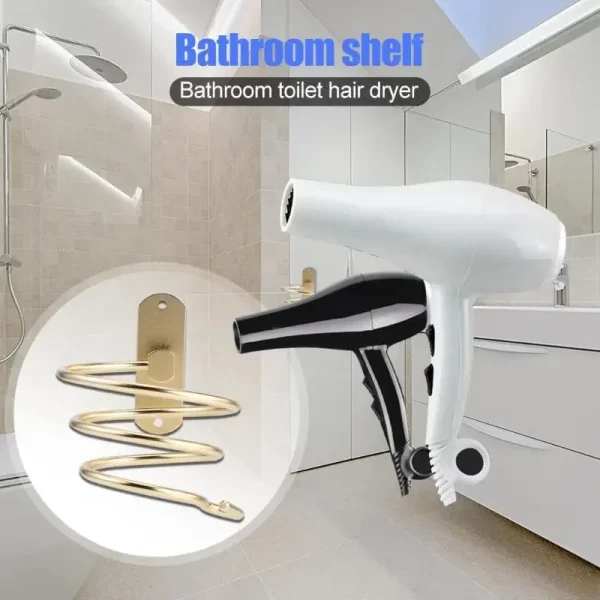 Wall-mounted Hair Dryer Holder Hairdressing Blower Bracket Hanging bathroom Shelf Storage Rack Holder Hanger Accessories Shelves 4