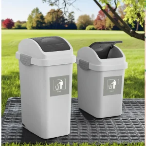 11L/13L.Garbage Can Thickened Press Type Swing Cover Plastic Waste Bin With Lid Large Capacity Dual Swing Top Trash Can 1