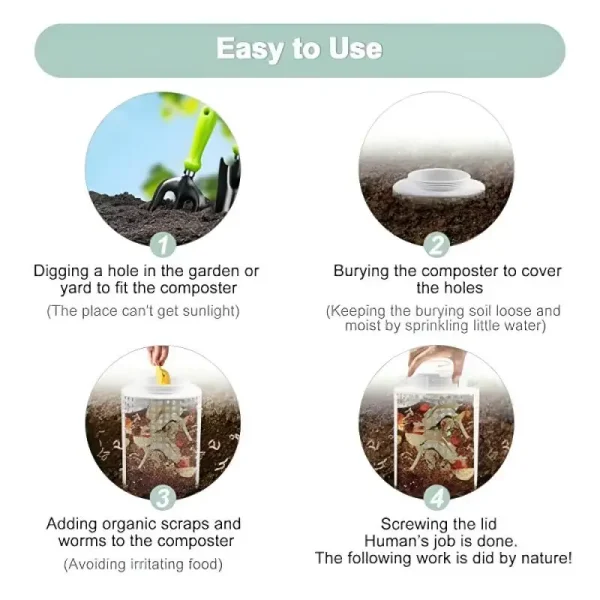 Compost Bin Outdoor Inground Worm Farm Compost Bin Kit White Plastic Earthworm Compost Bin with Holes for Garden and Lawn Care 4