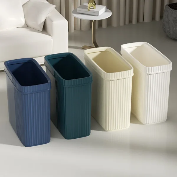 Bathroom Trash Can Press Type Toilet Waste Bin with Cover Odor Proof Narrow Garbage Can Living Room Bedroom Dustbin Waste Basket 2