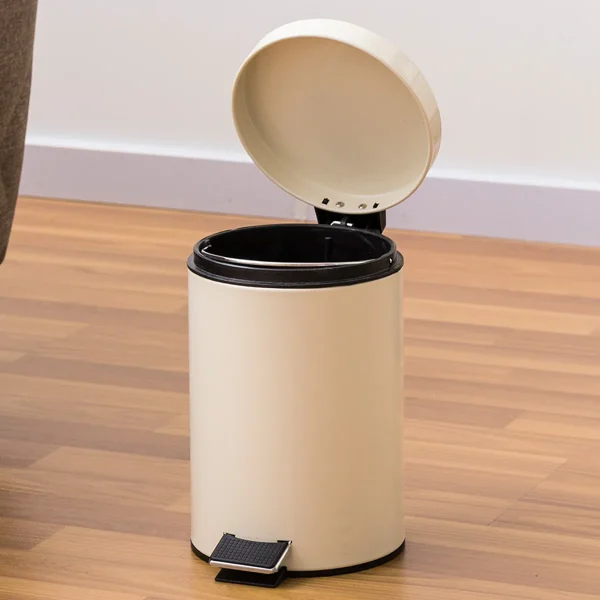3L Mini White Round Lidded Trash Can Foot Pedal Garbage Bin with Removable Liner Bucket for Kitchen Bathroom Hotel 3