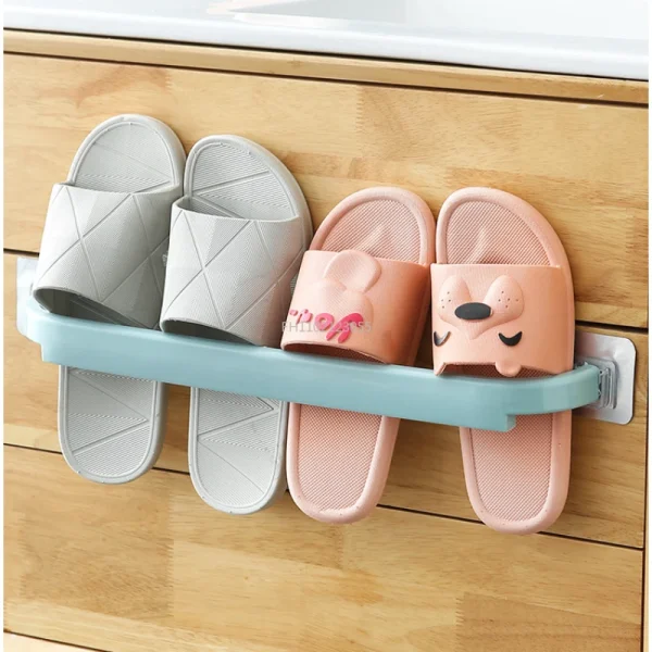 Bathroom Shelf PendantToilet Paper Holder Plastic Self-adhesive Towel Rack Wall-mounted Hanging Hook Bathroom Supplies 2