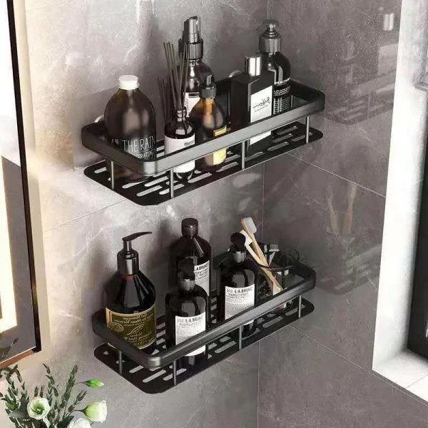 1/2/3pcs No Drill Wall Bathroom Shelf Aluminum Alloy Shampoo Rack Makeup Storage Organizer Shower Shelf Bathroom Accessories 3