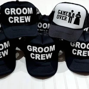 Groom Crew Game over Hat Guys Bachelor Party Video Gamer Groom to be Pool Vegas Beach Vacation Wedding engagement Honeymoon gift 1