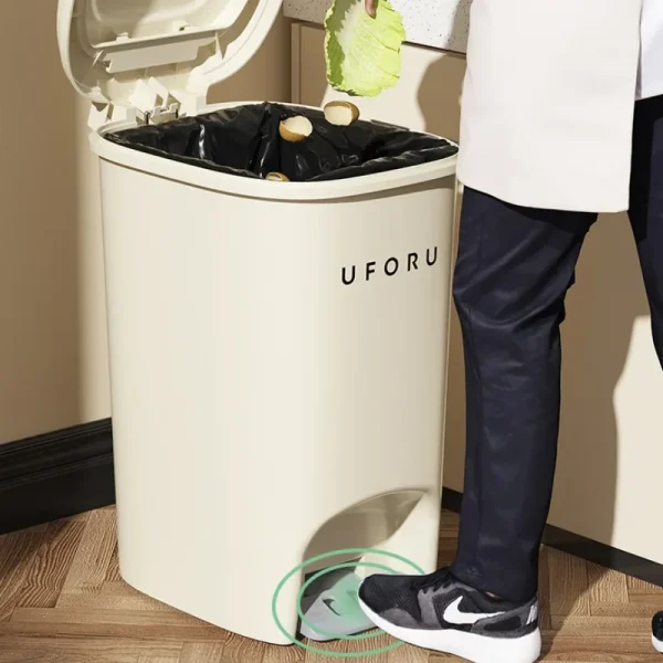 Trash Can For Kitchens Luxury With Lid Pedal Style Bathroom Waterproof Wastebasket Large Capacity Garbage Bin Office Trash Bins 3