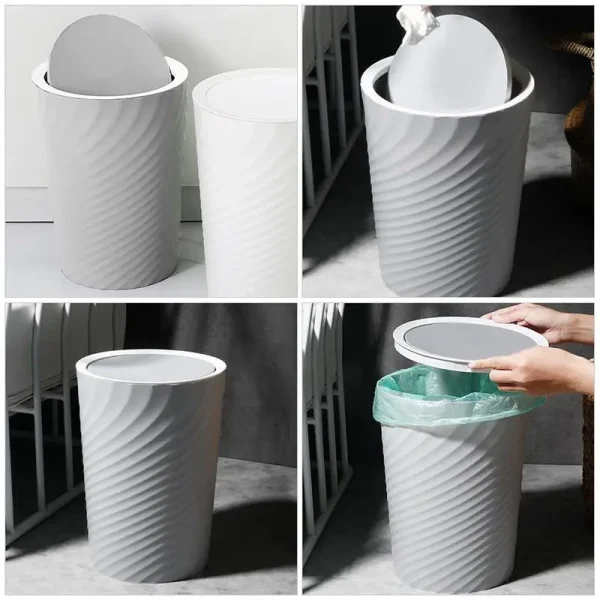 10L-12L Trash Bin with Swing Lid Plastic Waste Basket Office Trash Household Living Room Can Waste Paper Rubbish Trash Can 6