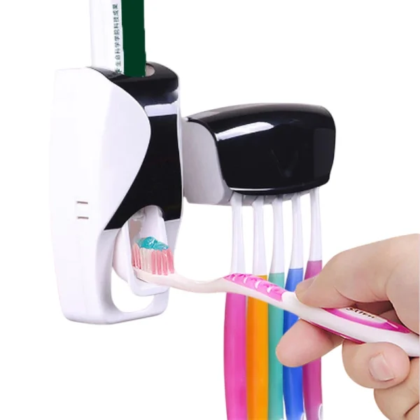 1 Set Toothbrush Holder Automatic Toothpaste Dispenser Wall Mounted Dustproof Toothbrush Organizer Bathroom Toothpaste Squeezer 5
