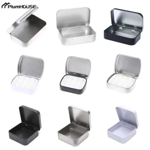 Metal Rectangular Mini Empty Tin Box Tinplate Coin Candy Pill Case Bin Jar Flip Hinged Container Small Organizer Storage Box 1