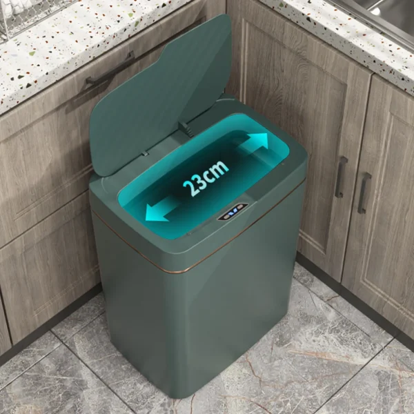 15L/18L Smart Sensor Trash Can Automatic Kicking Green White Garbage Bin for Kitchen Bathroom Home Waterproof Electric Waste Bin 1