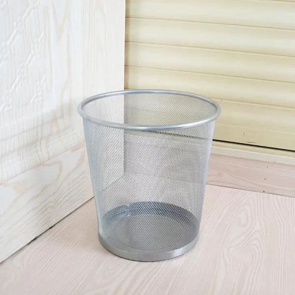 Iron Mesh Waste Bin Garbage Basket Home Office Trash Can Dustbin Sundries Storage Basket Box Bathroon Cleaning Bedroon Waste Bin 5
