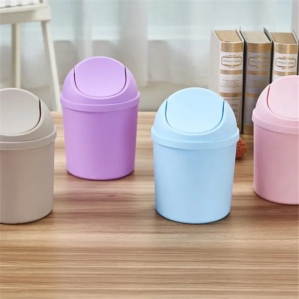 Mini Waste Bin Desktop Home Garbage Basket Table Trash Can Swing for Home Office Table Trash Can Small Waste Bin Office Supplies 1