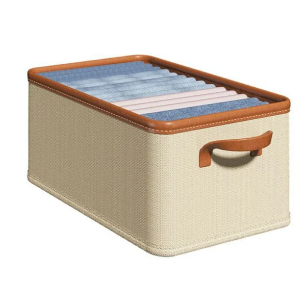 Clothing Storage Bins For Closet With PU Handles Foldable Drawer Clothes Organizer For Organizing Wardrobe 5