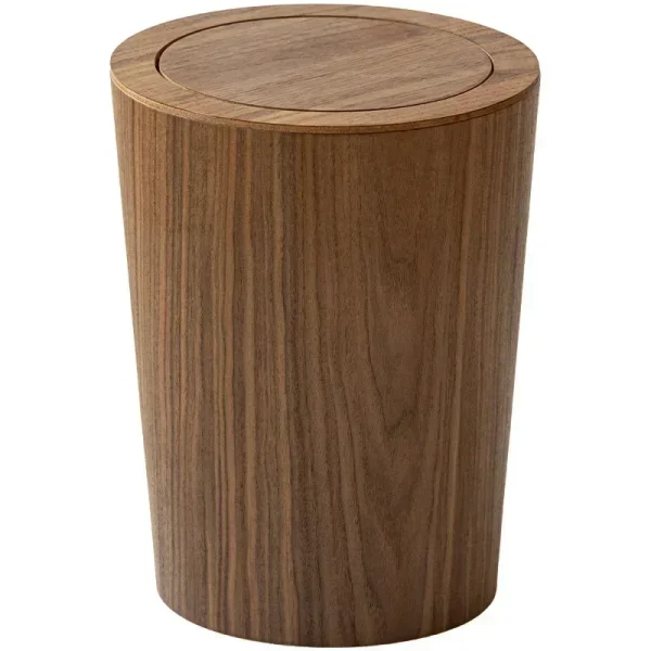 Wooden Style Minimalist Wooden Trash Bin Creative Home Homestay Hotel Living Room Bedroom with Lid Flip Paper Basket 5