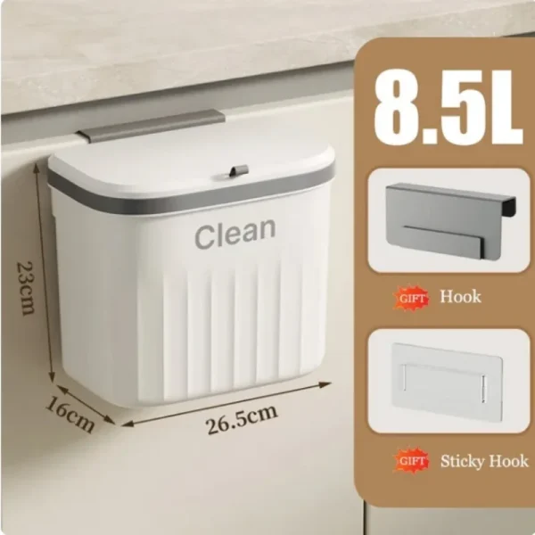 Kitchen Trash Can Wall Mounted Hanging Trash Bin With Lid Garbage Can for Cabinet Under Sink Waste Garbage Compost Bin 8.5/12L 3