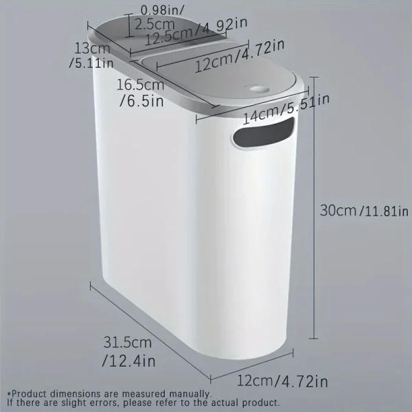 10L Bathroom Trash Can, Press Type Garbage Can with Lid, Household Creative Gap Waste Bin, Simple Paper Basket Kitchen Trash Can 3