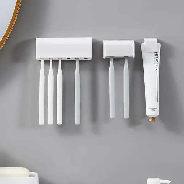 Toothbrush Stand Shaver Rack Organizer Electric Toothbrush Wall-Mounted Toothpaste Holders Space Saving Bathroom Accessories 4