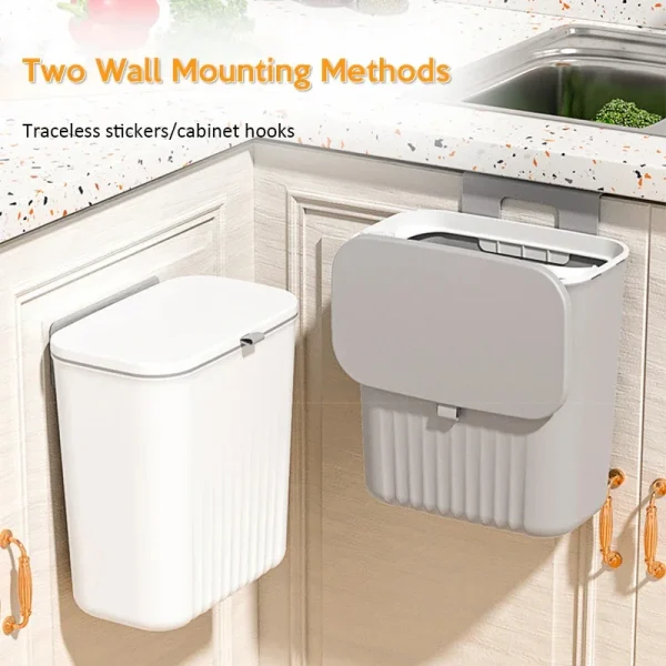 9L Wall Mounted Trash Can Kitchen Cabinet Storage Smart Bucket For Bathroom Recycling Hanging Trash Bins Kitchen Accessories 3
