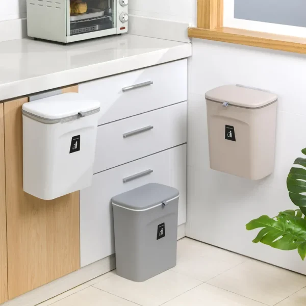 7/9L Bathroom Trash Can With Lid Garbage bag Wall Mounted Toilet Wastebasket kitchen Hanging Trash Bin trash can kitchen 2