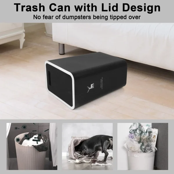 Bathroom Trash Can with Lid, 15 Liters Garbage Can with Press Top, Plastic Trash Bin, Waste Basket for Kitchen|Bedroom|Office 3