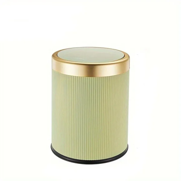Modern Double Layered Trash Bin with Press Top Lid, White and Black, Bathroom, Office and Bedroom 5