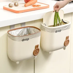 Kitchen Trash Can Wall Mounted Recycling Garbage Basket with Lid For Cabinet Door  Large Capacity Hanging Trash Bin 1