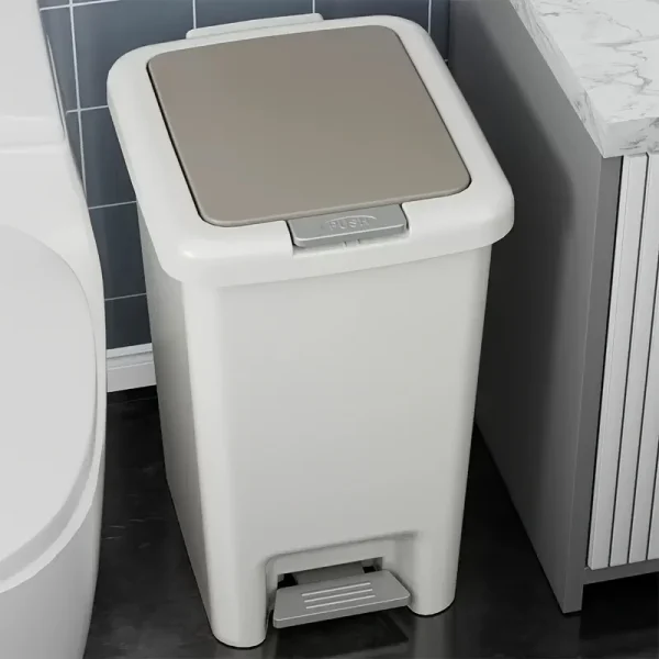 Plastic Foot Pedal Double Opening Trash Can for Use in Bathroom, Kitchen, Living Room, Dorm, Office Trash Bin， 3