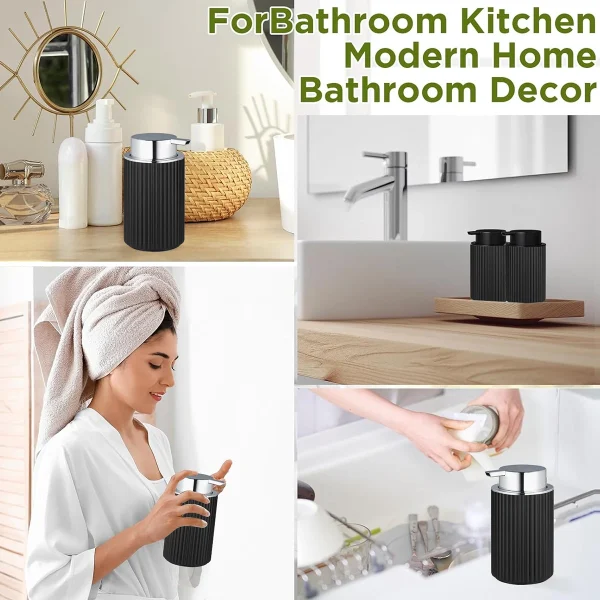 Foaming Soap Dispenser Black Foam Hand Soap Dispenser for Bathroom&Kitchen Hand and Dish Liquid Foaming Pump Bottle 5