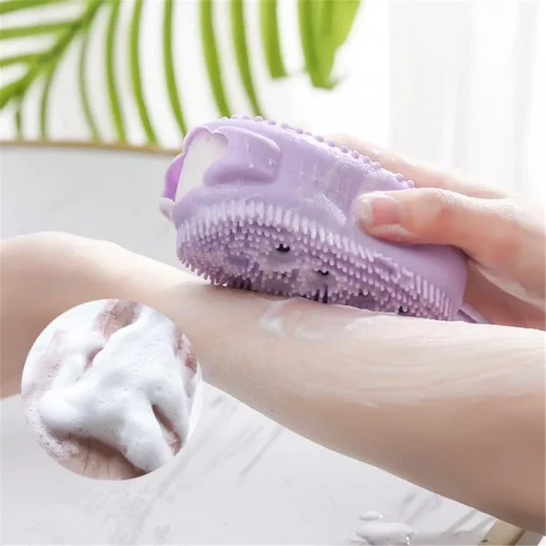 Silicone Body Scrubber Shower Exfoliating Scrub Sponge Bubble Bath Brush Massager Skin Cleaner Cleaning Pad Bathroom Accessories 2