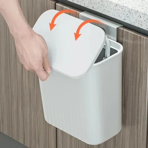 Wall Mounted Hanging Trash Bin Kitchen Trash Can Cabinet Door Bathroom Trash Can With Lid Garbage Bin Counter Bins Dustbin 4