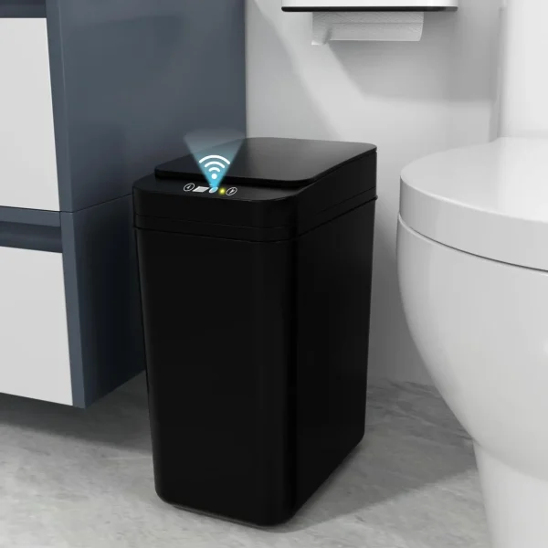 Bathroom Trash Can with Lid Touchless Automatic Garbage Can Slim Motion Sensor Smart Trash Bin for Bedroom,Office,Living Room 1