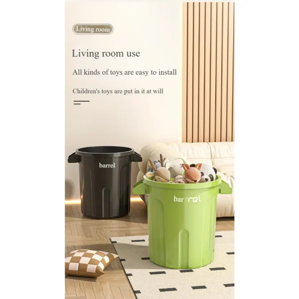 `EU STYLE 18L/26L KITCHEN WASTE BIN - Round Open-Top Trash Can with Handles, Durable Plastic, Large Capacity for Home/Commercial 5