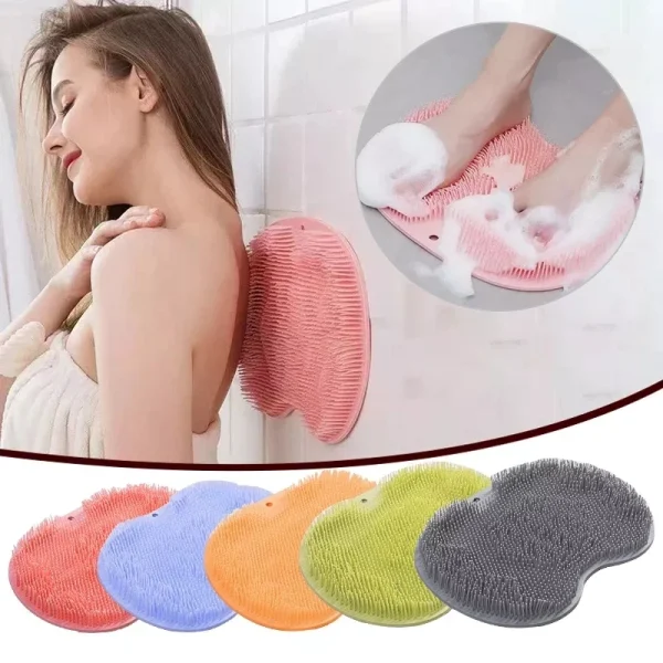 Foot Wash Brush Rub Back with Sucker Brush Bathroom Tool Foot Massage Pad Shower Massage Mat Exfoliating Bath Pad Bath Sponge 1