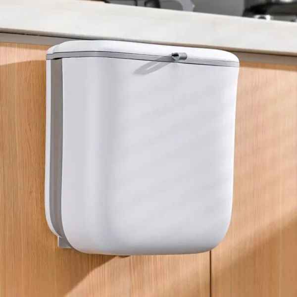 Hanging Trash Bins Kitchen Food Garbage Can with Lid Foldable Wall Mounted Trash Storage Bins Large Capacity Organizer Can 3