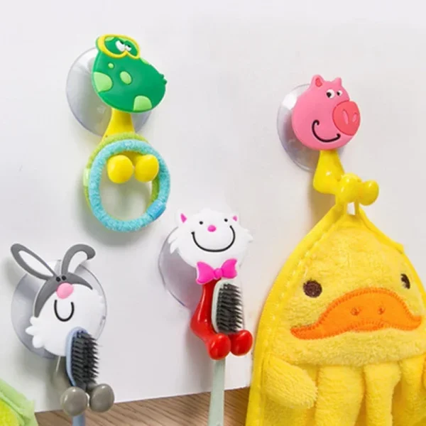 Cartoon Animal Toothbrush Holder Wall Mounted Antibacterial Tooth Brush Storage Rack with Suction Cup Bathroom Organizer 3
