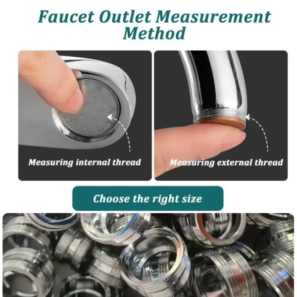 Kitchen Faucet Adapter Set 18/20/22/24mm To 22mm With Washer Metal Male Female Saving Tap Aerator Connector Bathroom Accessories 4