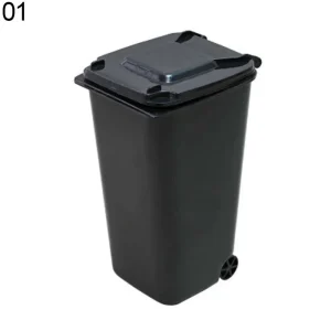 Mini Wheelie Trash Can Storage Bin Desktop Organizer Pen Pencil Cup Creative 1