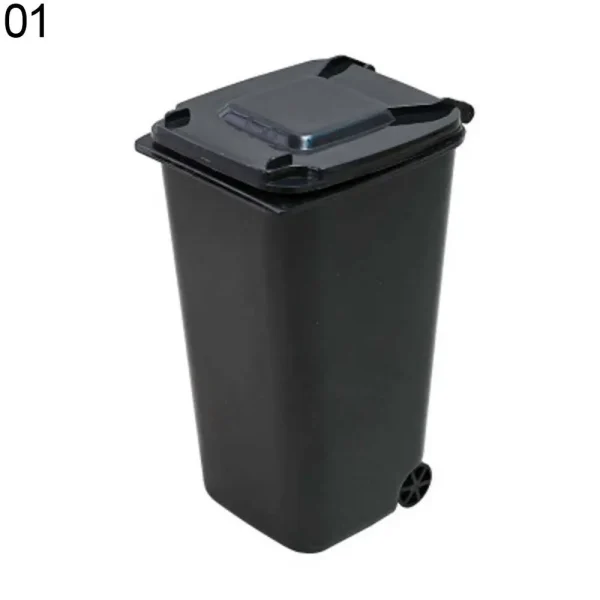 Mini Wheelie Trash Can Storage Bin Desktop Organizer Pen Pencil Cup Creative 1